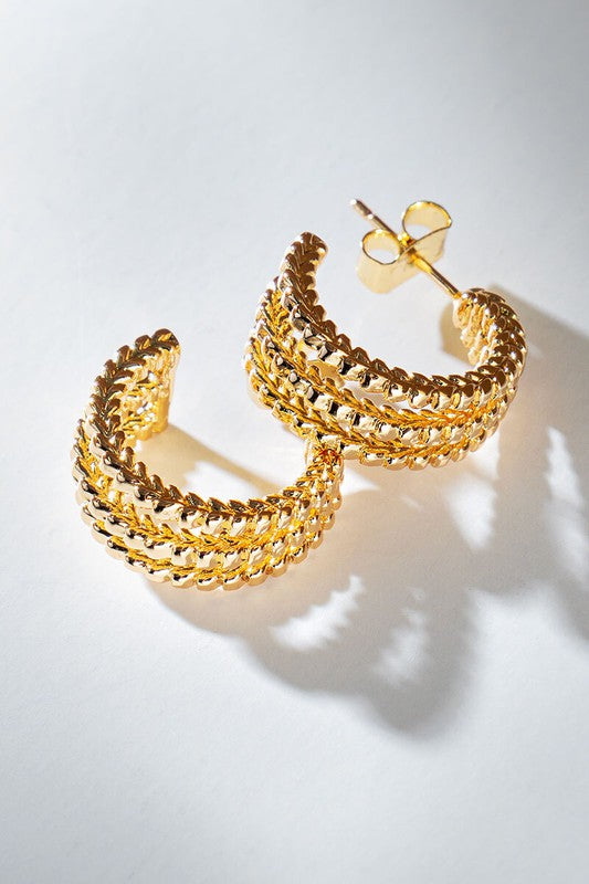 Leaf Chunky Hoop Earrings