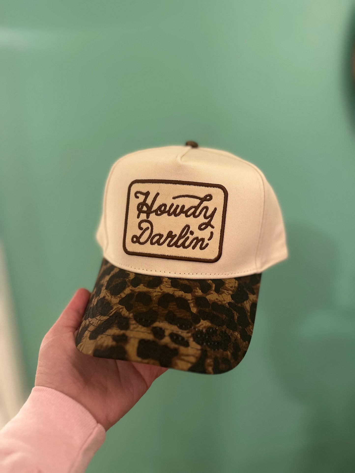 Howdy Darlin' Embroidered Leopard Brim Trucker Hat