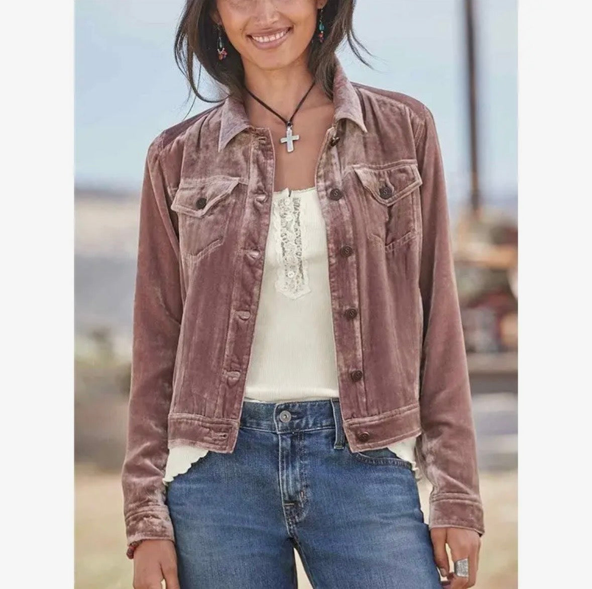 Women's Velvet Cropped Top Jacket