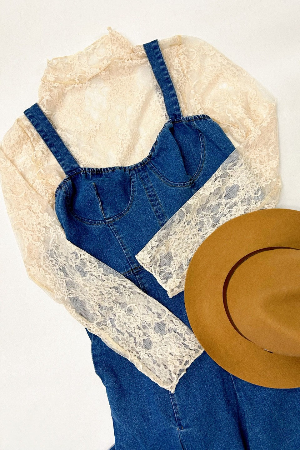 White Floral Print Lace Top