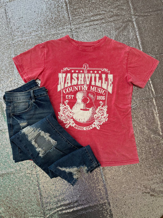 ripped jeans and a Nashville Vintage Washed Tee