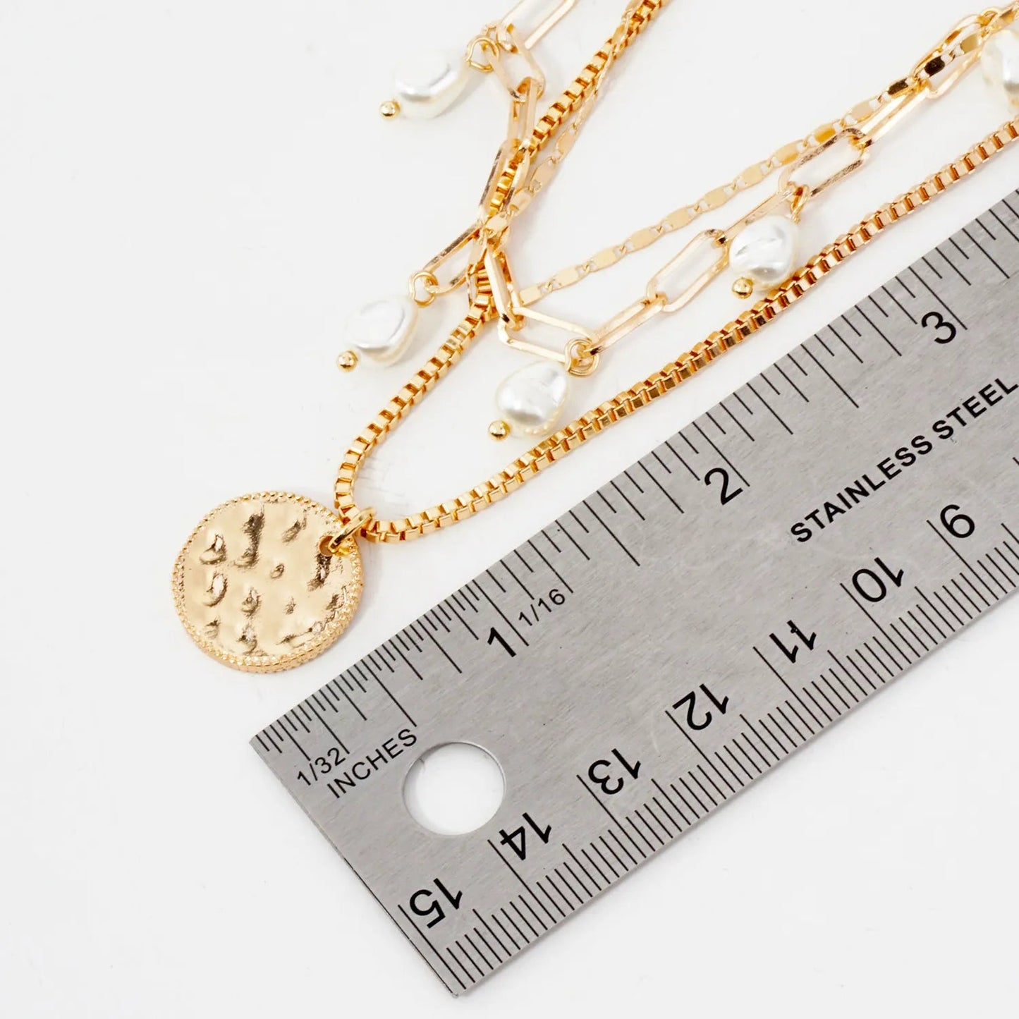 Triple Layer Hammered Disc Pendant Necklace