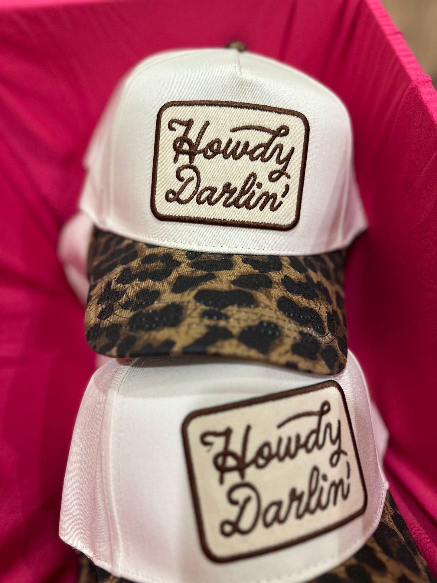 Howdy Darlin' Embroidered Leopard Brim Trucker Hat