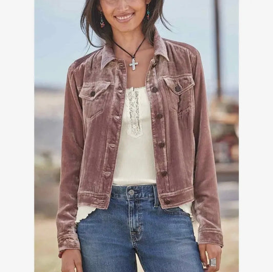 Women's Velvet Cropped Top Jacket