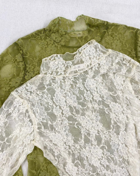 Charcoal Floral Print Lace Top