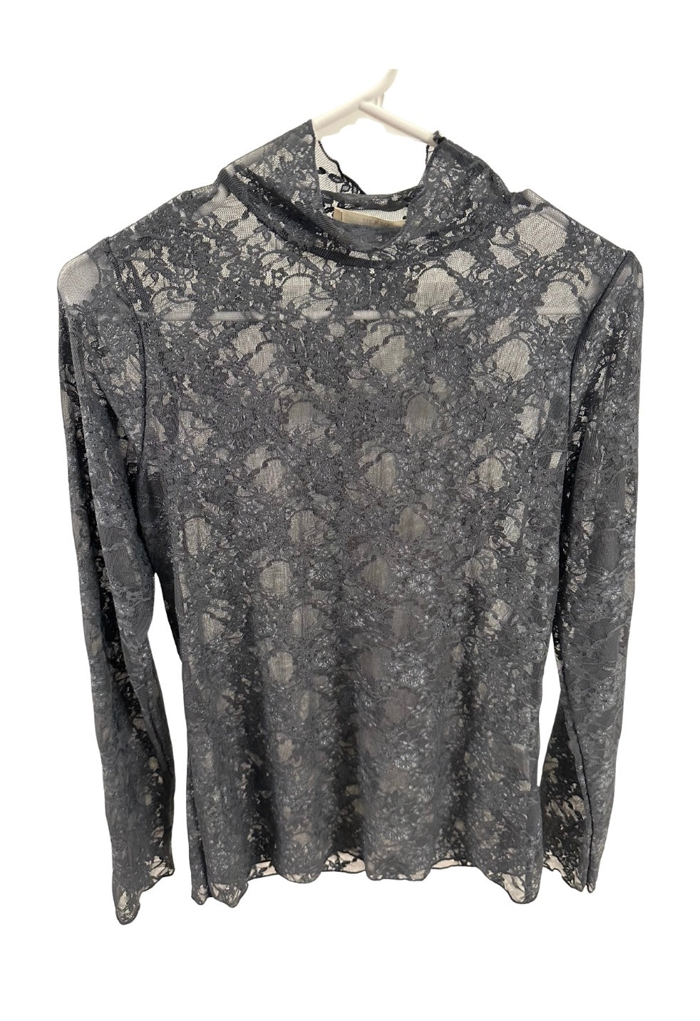Charcoal Floral Print Lace Top