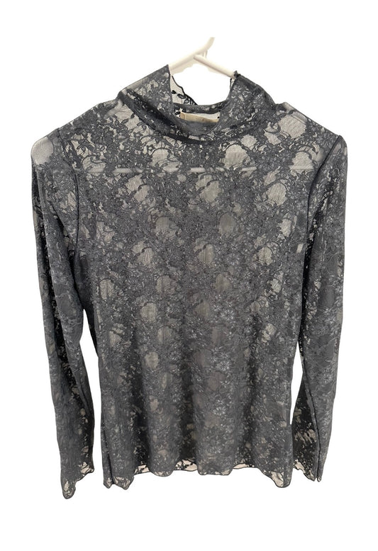 Charcoal Floral Print Lace Top